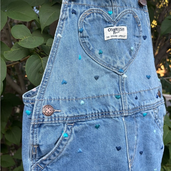 OshKosh B'gosh Denim Overalls with Hand embroidered Heart Details - Picture 6 of 12